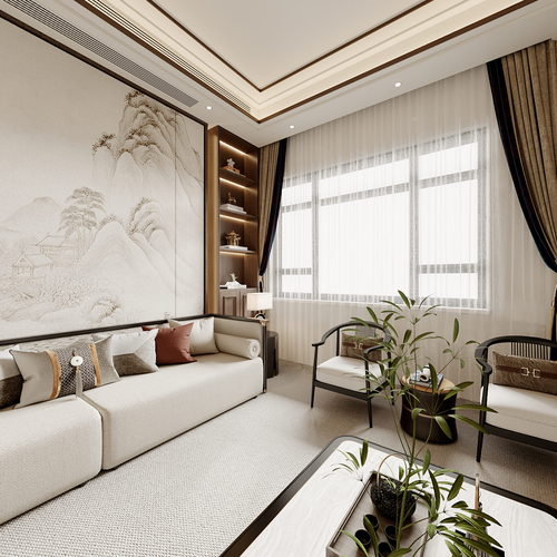 New Chinese Style A Living Room-ID:841298106
