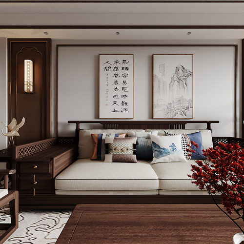 New Chinese Style A Living Room-ID:870856058