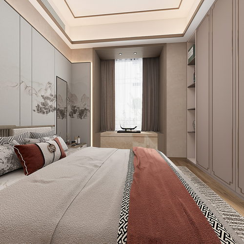 New Chinese Style Bedroom-ID:614779048