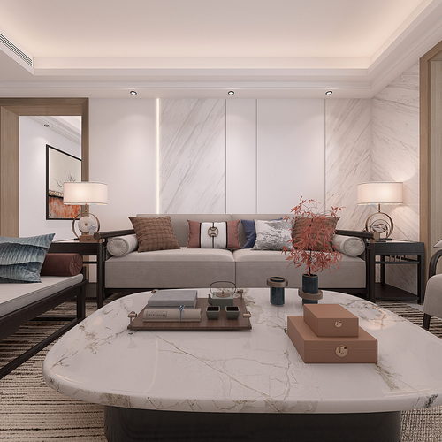 New Chinese Style A Living Room-ID:869127041