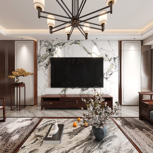 New Chinese Style A Living Room-ID:100527057