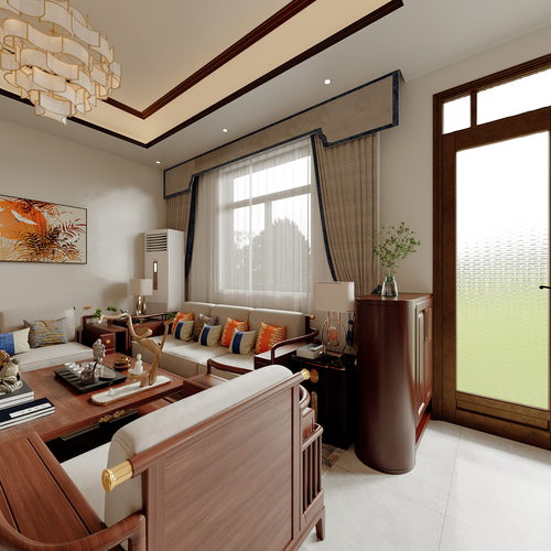 New Chinese Style A Living Room-ID:450038936