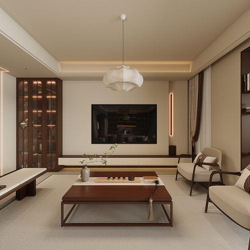 New Chinese Style A Living Room-ID:960690022