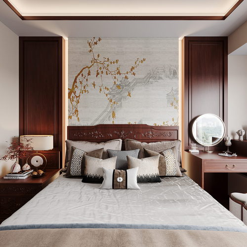 New Chinese Style Bedroom-ID:925376898