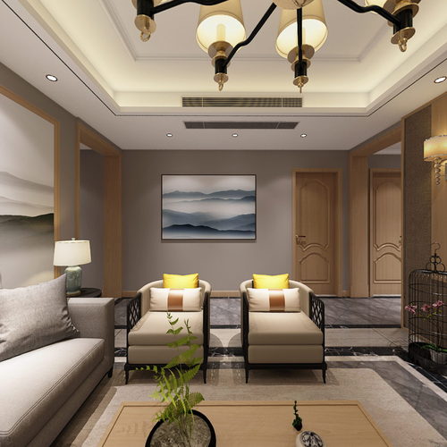 New Chinese Style A Living Room-ID:155069841