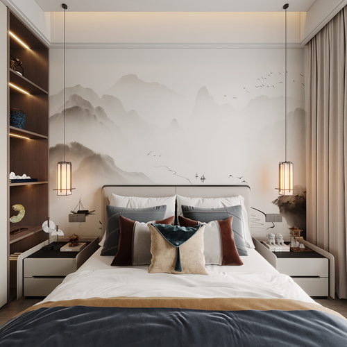 New Chinese Style Bedroom-ID:305221174