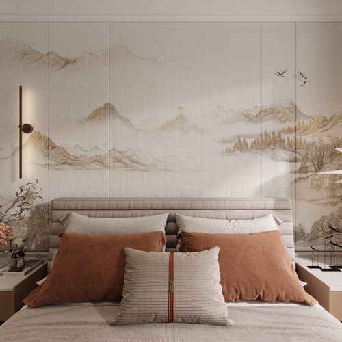 New Chinese Style Bedroom-ID:744249892