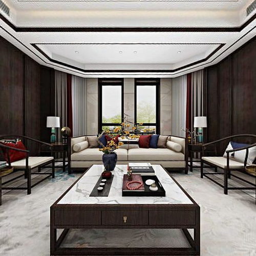 New Chinese Style A Living Room-ID:938119892