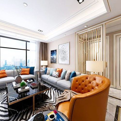 New Chinese Style A Living Room-ID:233812099