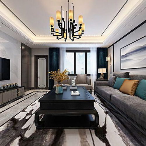 New Chinese Style A Living Room-ID:542881979