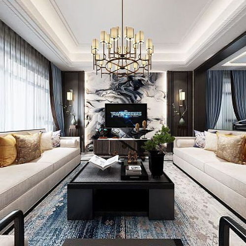 New Chinese Style A Living Room-ID:924390088