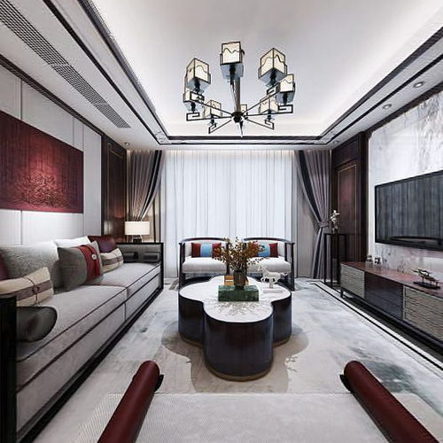 New Chinese Style A Living Room-ID:835521944