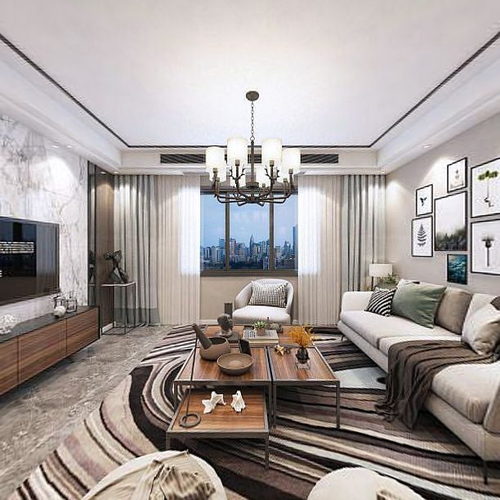 New Chinese Style A Living Room-ID:540477046