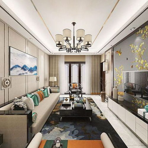 New Chinese Style A Living Room-ID:801418073