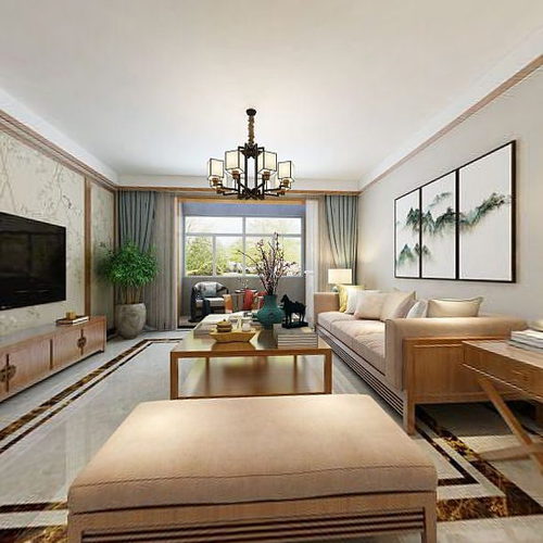 New Chinese Style A Living Room-ID:427280904