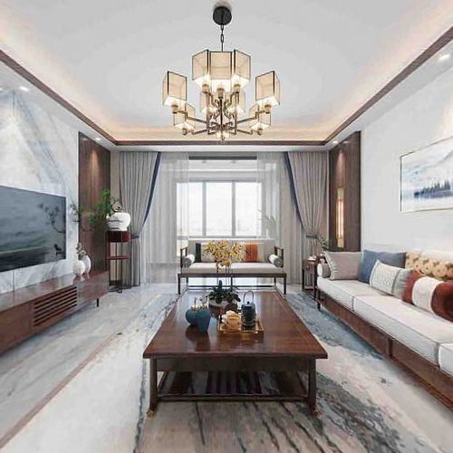 New Chinese Style A Living Room-ID:654751064