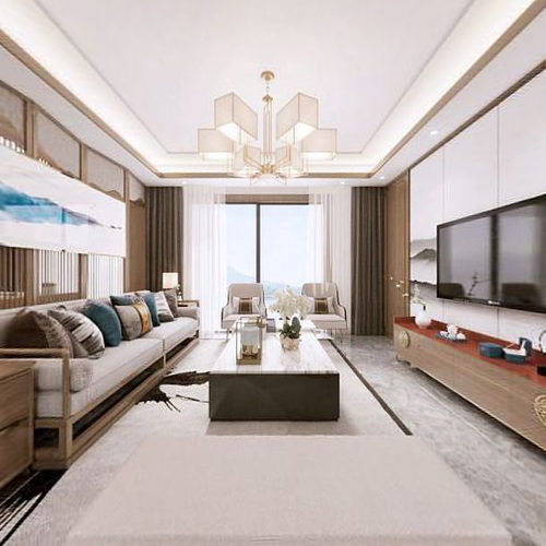 New Chinese Style A Living Room-ID:395910987