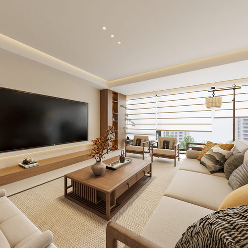 New Chinese Style A Living Room-ID:265679435