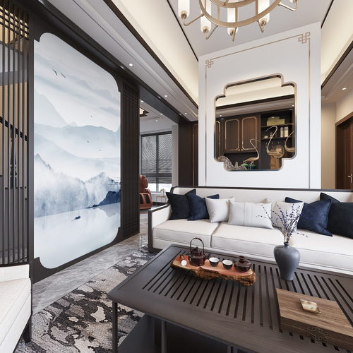 New Chinese Style A Living Room-ID:305689101