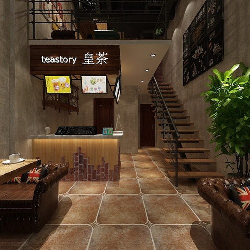 全景-工业风挑空奶茶店-ID:649545918