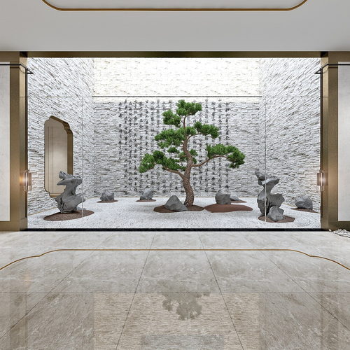 全景-新中式酒店大堂大厅-ID:888185028
