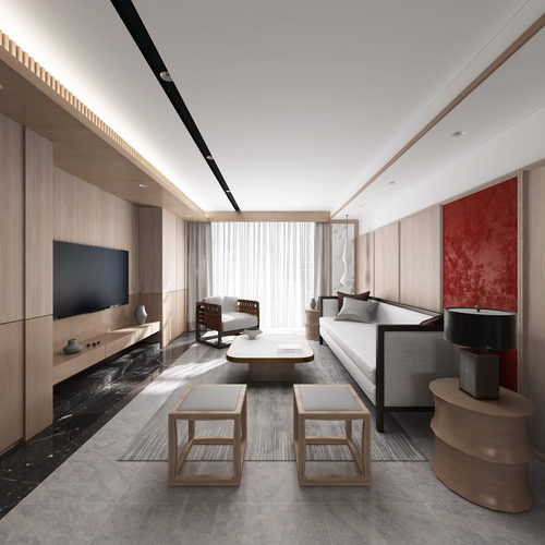 New Chinese Style A Living Room-ID:146298892