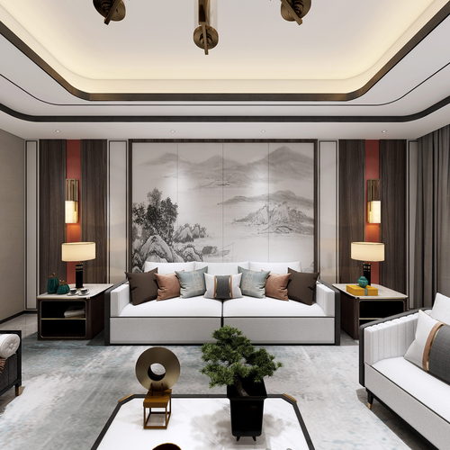 New Chinese Style A Living Room-ID:818761119