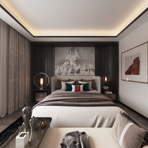 New Chinese Style Bedroom-ID:719089986
