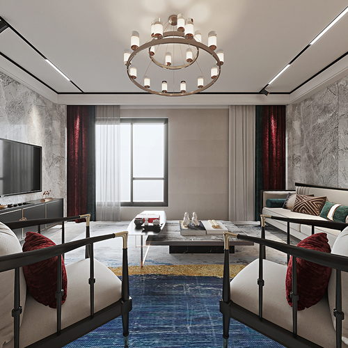 New Chinese Style A Living Room-ID:879858978