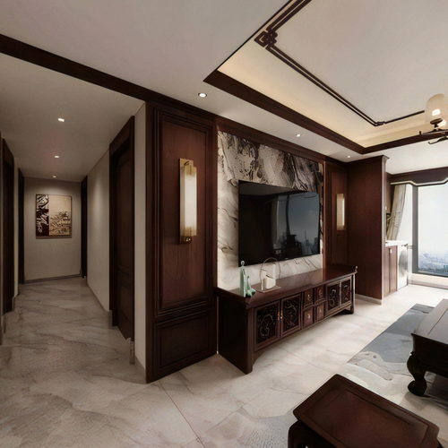 New Chinese Style A Living Room-ID:603435991