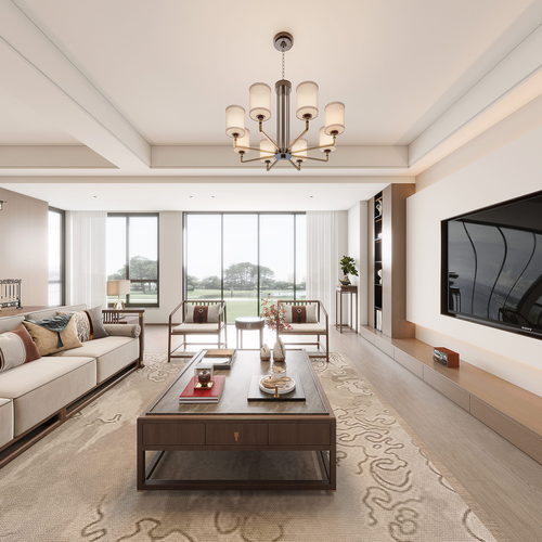 New Chinese Style A Living Room-ID:286911963