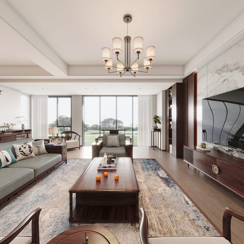 New Chinese Style A Living Room-ID:160451893
