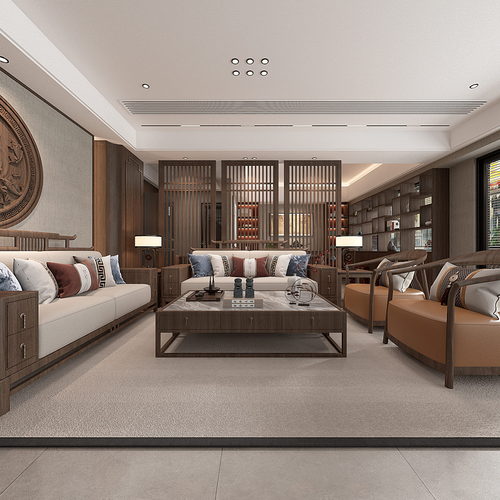 New Chinese Style A Living Room-ID:142873055