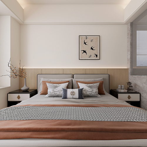 New Chinese Style Bedroom-ID:628699068