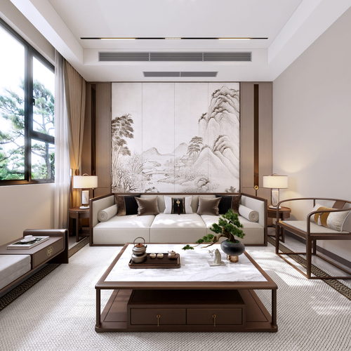 New Chinese Style A Living Room-ID:581675051