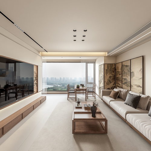 New Chinese Style A Living Room-ID:834456922
