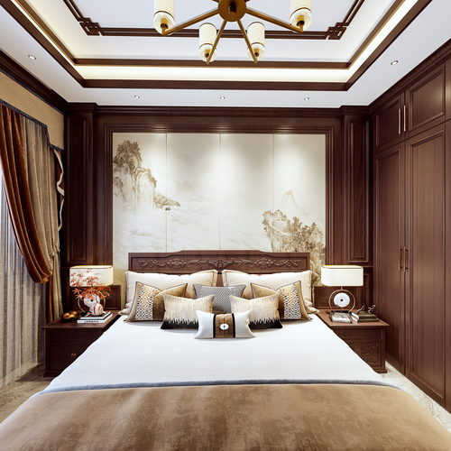 New Chinese Style Bedroom-ID:129746915