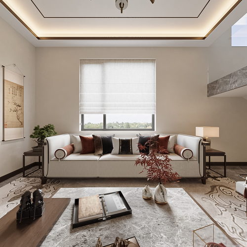 New Chinese Style A Living Room-ID:782056093
