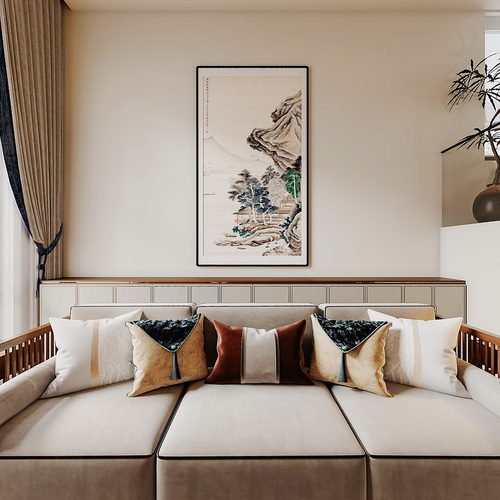 New Chinese Style A Living Room-ID:128381015
