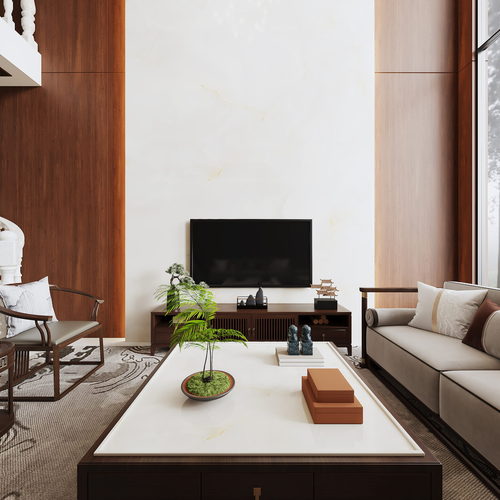 New Chinese Style A Living Room-ID:762847903