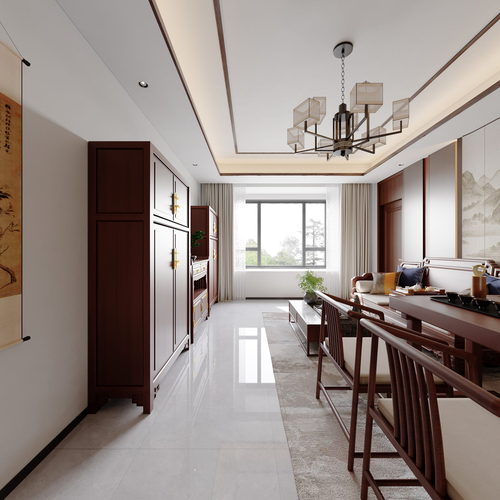 New Chinese Style A Living Room-ID:954212909