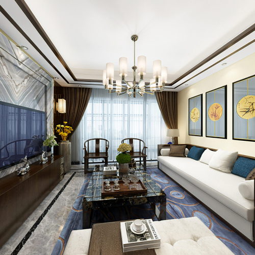 New Chinese Style A Living Room-ID:665630109