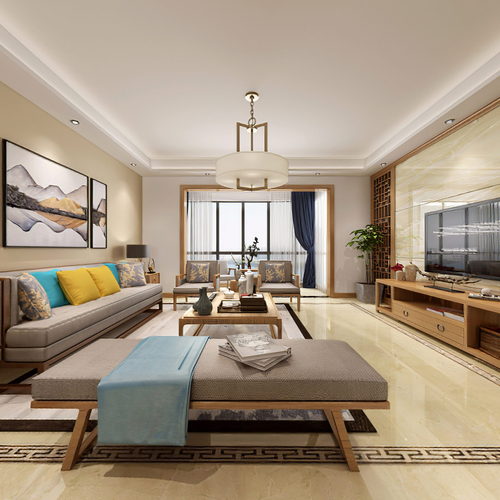 New Chinese Style A Living Room-ID:753563885