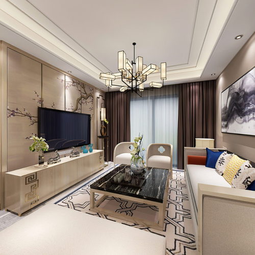 New Chinese Style A Living Room-ID:322400098