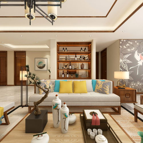 New Chinese Style A Living Room-ID:613315117