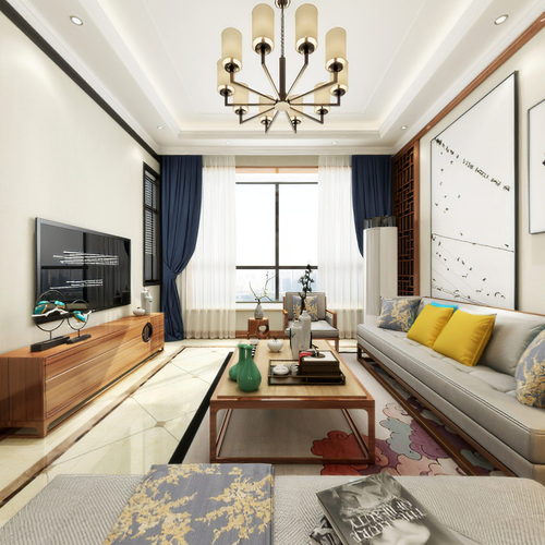 New Chinese Style A Living Room-ID:155361899