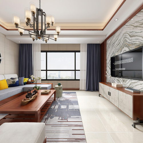 New Chinese Style A Living Room-ID:280846122