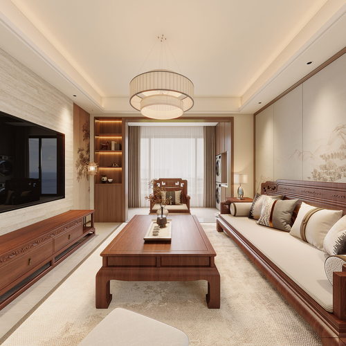 Chinese Style A Living Room-ID:438823948