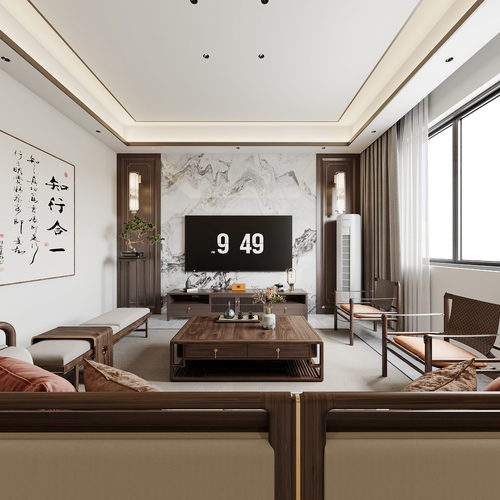 New Chinese Style A Living Room-ID:784563067