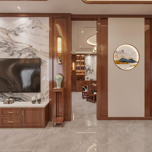 New Chinese Style A Living Room-ID:367486007